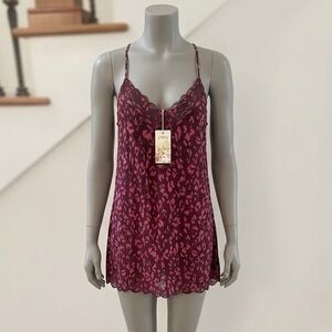Johnny Was Burgundy/Purple Leopard-Print Cami Top Sz XL NWT
